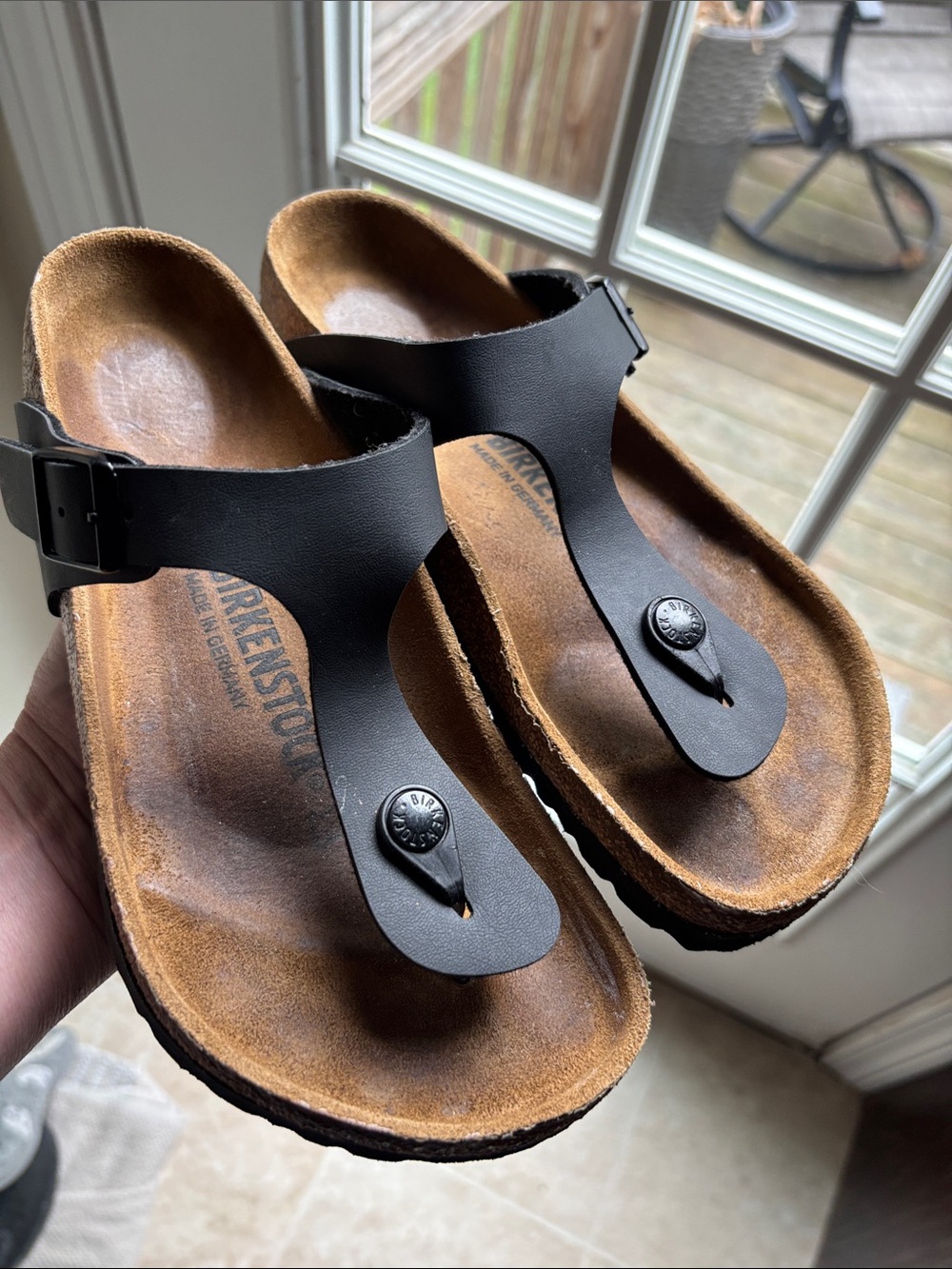 Birkenstock Gizeh Black Thong Cork Footbed Sandals Comfortable Womens Size 6